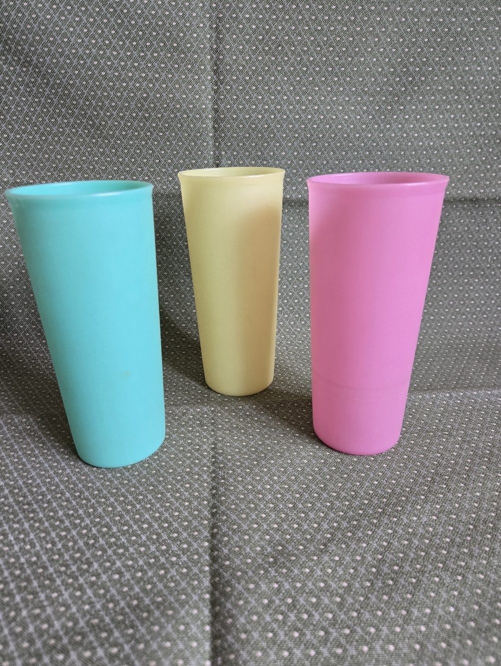 Tupperware Set of 3 Tall Tumblers in Teal, Yellow, and Pink